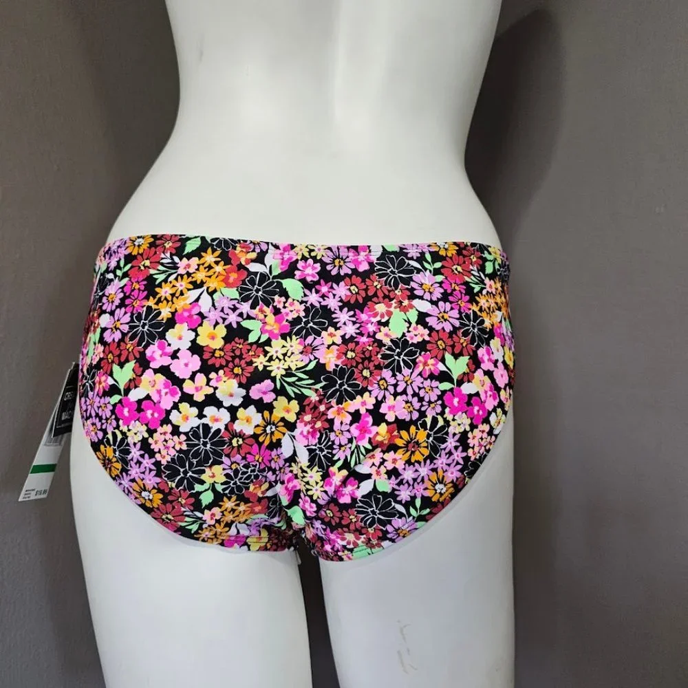 California Waves Floral Printed Hipster Bikini Bottom